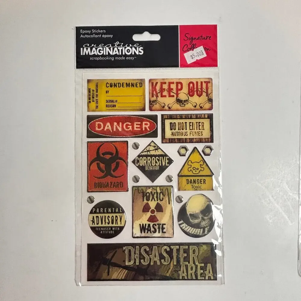 Creative Imaginations Epoxy Boy Girl Attitude Punk Goth Danger Stickers Journal